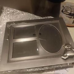 Baby Photo Frame 8" x 6" Heavy Pewter Silver Tone Room For 3 Photos Bear Blocks