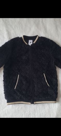Soft plush zip-up bomber jacket, size: 5-6 years