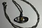 Sterling Silver Modernist Necklace with Yellow Gemstone