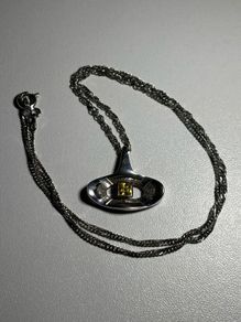 Sterling Silver Modernist Necklace with Yellow Gemstone