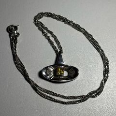Sterling Silver Modernist Necklace with Yellow Gemstone
