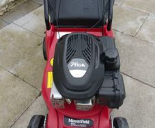 Mountfueld self drive lawnmower with Stiga  engine and plastic body in excellent condition.