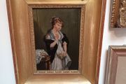 French School Painting of a Young Woman  Oil on Canvas