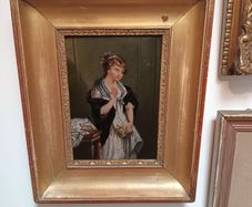 French School Painting of a Young Woman  Oil on Canvas