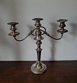 Antique silver on copper candleabra