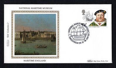 1982 Great Britain Benham Silke Cover National Maritime Museum 15 1/2p Henry VIII and Mary Rose commemorative stamp