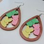 Waterdrop Laser Cut Bunny Cluster Easter Egg Earrings Image 4