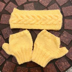 Hand Knit Headband and Fingerless Glove Set