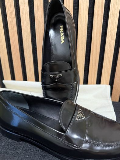 Women Prada Brushed Leather Loafers