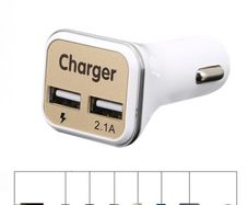 Universal Dual USB Car Charger 5V 2.1A Adaptive Fast Charger with LED