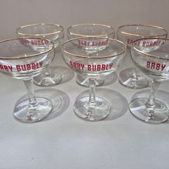 Vintage 1950s/60s "Baby Bubbly" Champagne Coupe Glasses - Set of 6