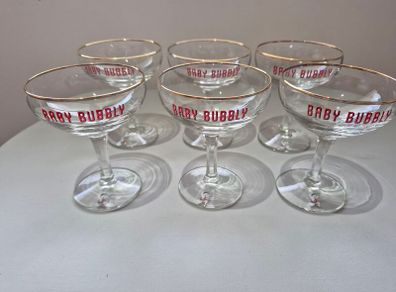 Vintage 1950s/60s "Baby Bubbly" Champagne Coupe Glasses - Set of 6