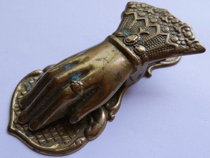 Vintage Brass Hand Paper Clip , Victorian Lady Hand Desk Clip