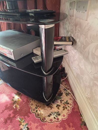 tv stand bench black with chrome reduced