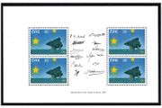 1992 Ireland Single European Market Commemorative Stamp Booklet Pane Mint Never Hinged (MNH). Pane shows photo of 12 Signatories of the Treaty of Rome 1957 Hibernian HP55