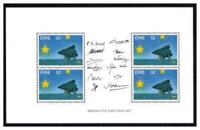 1992 Ireland Single European Market Commemorative Stamp Booklet Pane Mint Never Hinged (MNH). Pane shows photo of 12 Signatories of the Treaty of Rome 1957 Hibernian HP55