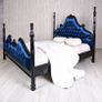 FOUR-POSTER BED CHATEAU MONTESPAN Column Bed 180 x 200 cm Double Bed Velvet Solid Mahogany Bed Frame Image 2