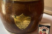 Rare Oak and brass biscuit barrel,1887