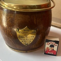Rare Oak and brass biscuit barrel,1887