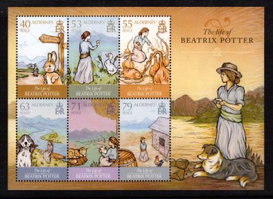 2013 Alderney The life of Beatrix Potter Commemorative Stamps Miniature Sheet Mint Never Hinged (MNH)