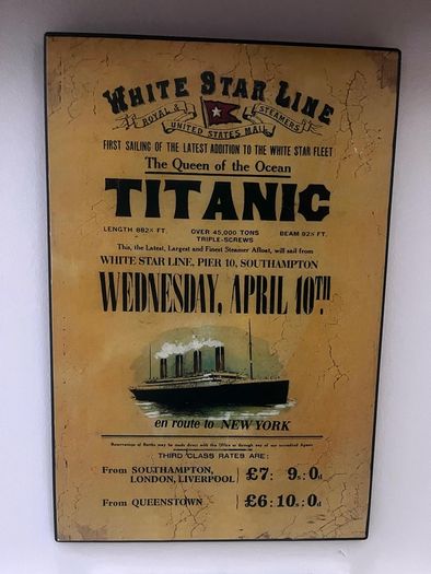 Vintage RMS Titanic Shadow Box & Titantic Plaque (W57cm x L38cm x D7.5cm))