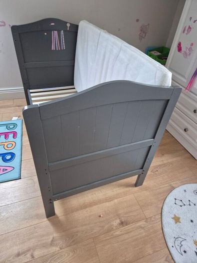 Cot Bed with Mattress (Grey or White)