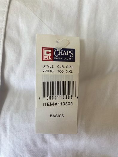 New Ralph Lauren Chaps White Shirt XXL