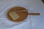 Wooden Hand Turned Cheese Board &amp; Knife for Sale
