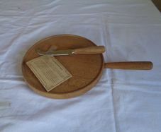 Wooden Hand Turned Cheese Board & Knife for Sale