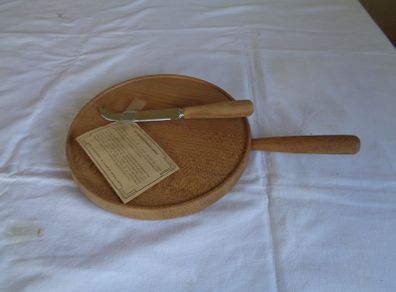 Wooden Hand Turned Cheese Board & Knife for Sale
