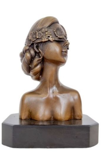 Miguel Lopez (1955) Bust Of A Lady - Bronze, Marble (Signed)