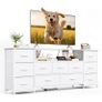 Tv Cabinet, Dresser for Bedroom with 11 Fabric Drawers, TV Stand with Power Socket for TVs up to 70 inch TV Units for Living Room, Bedroom, White Image 9