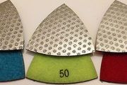 3" Vacuum Brazed Triangular Polishing Pads SET of  30, 50, 100 Grits
