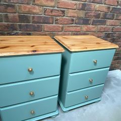 Bedside tables / lockers refurbished solid pine