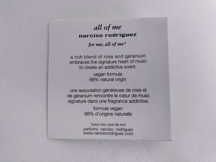 BNIP All of Me Narciso Rodriguez Eau De Perfume Miniature Sample