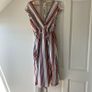 River Island Striped Ruffle Faux-Wrap Midi Dress Pink White Cotton Blend Image 5