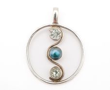 Mabe Pearl & Green Amethyst On Sterling Silver Pendant
