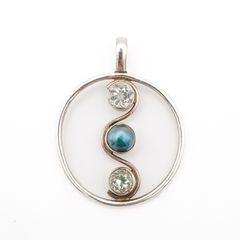 Mabe Pearl & Green Amethyst On Sterling Silver Pendant