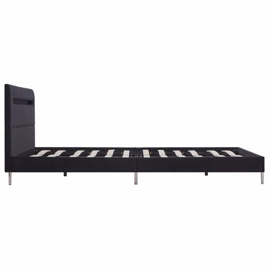 Bed Frame with LED Black Fabric 135x190 cm
