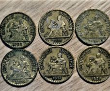 6 No. French 50 Centime Coins. Dates Sequence.