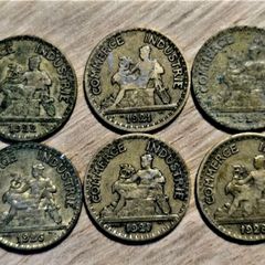 6 No. French 50 Centime Coins. Dates Sequence.