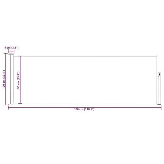 Patio Retractable Side Awning 100x300 cm Cream