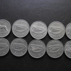 10 Irish 6 pence coins (1940-1968)