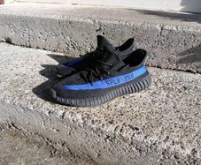 Black and blue Yeezy's