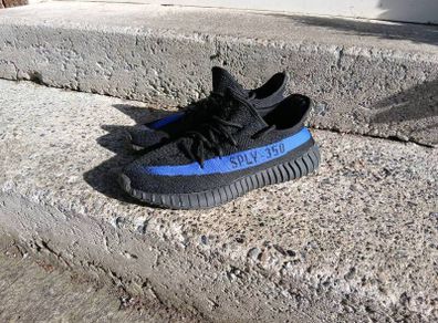 Black and blue Yeezy's