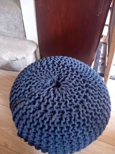 Navy knitted Footstool