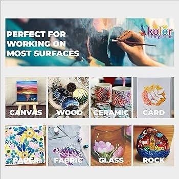NEW SALE | Acrylic Canvas Paint Kit with 3 Kids Brushes for Crafts, Paper, Rock Painting, Wood,Ceramic & Fabric Vibrant 24 Colours