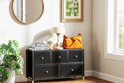 Faux Leather Front Chest of Drawers - Black