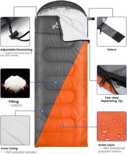 NEW SALE | Sleeping Bag Camping Sleep Bags: Sportneer Warm Sleeping Bags for Single Adults 3-4 Season Waterproof Lightweight Large Ultralight suit for Adult Man Fishing Travel Outdoor