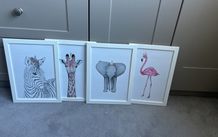 Animal Framed Prints x 4